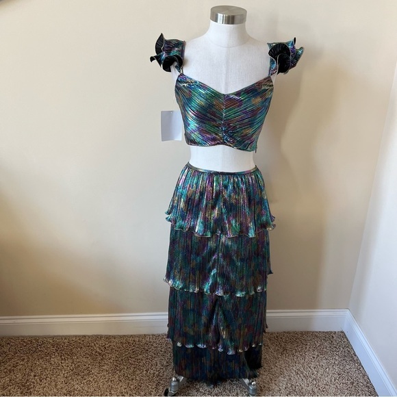 New! Set! Saylor x free people Gianna Top and Skirt metallic nwot 17233 - Picture 3 of 16